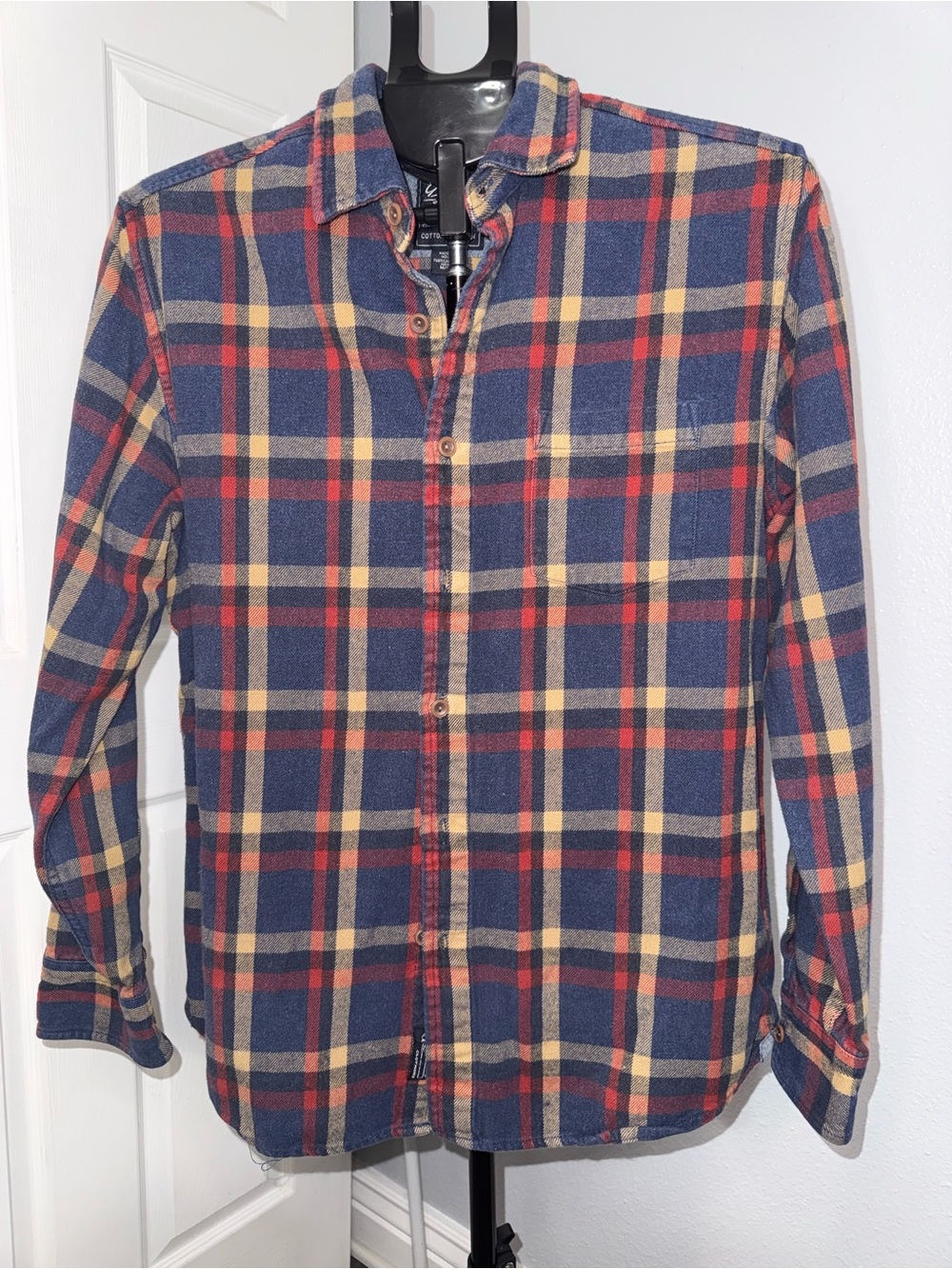 Grayers Heritage Flannels Men’s M Plaid 100% Cotton Flannel Shirt Blue Red